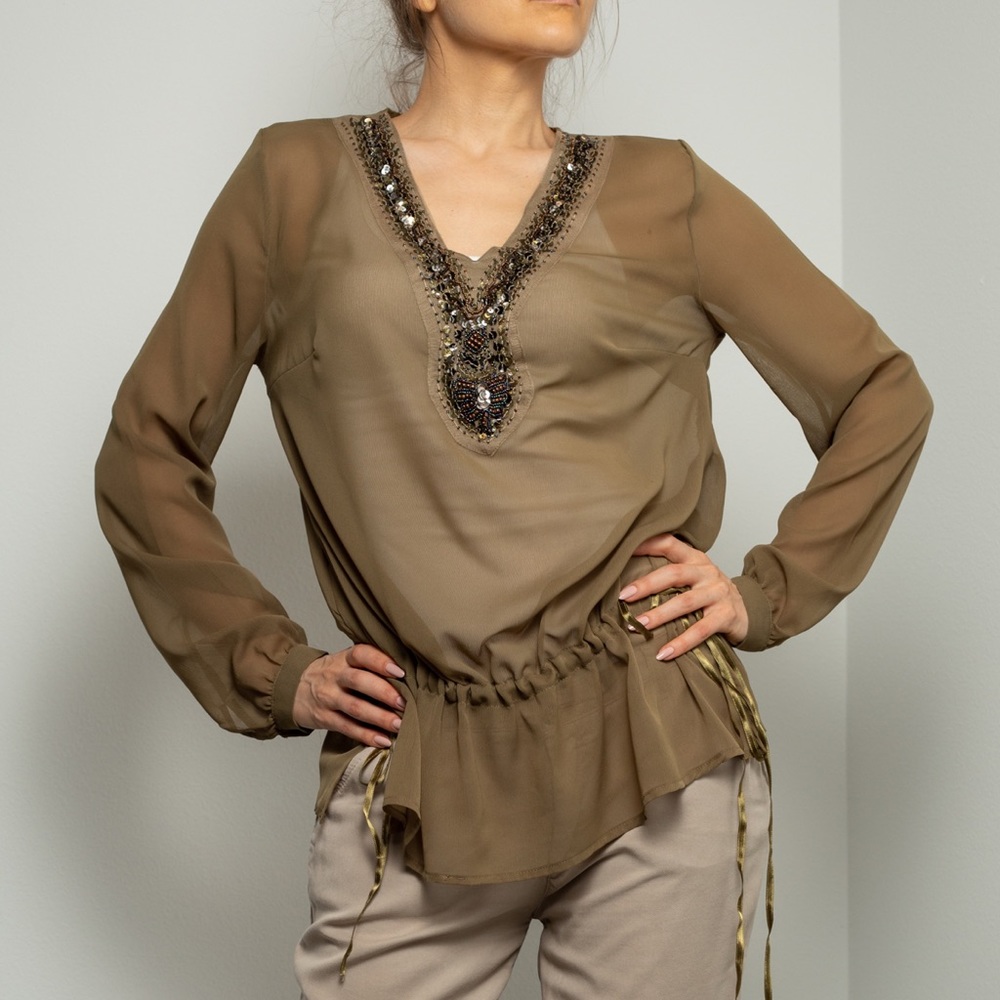 POLIN chiffon tunic with beaded embellishments